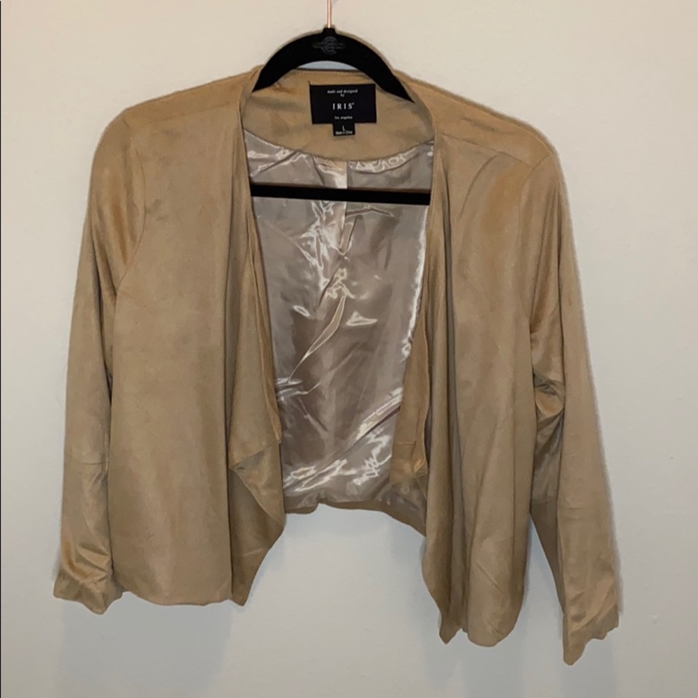 Tan suede crop blazer